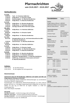 Pfarrnachrichten vom 15.01.2017