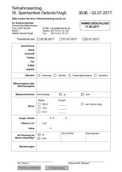 Teilnahmeantrag 16. Sperkenfest Oelsnitz/Vogtl. 30.06.