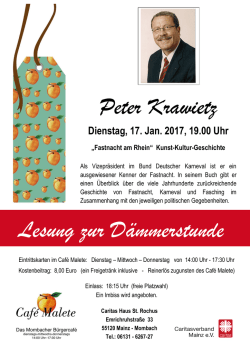 Dienstag, 17. Jan. 2017, 19.00 Uhr