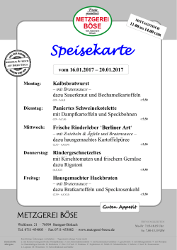 Speisekarte - Metzgerei B&ouml;se