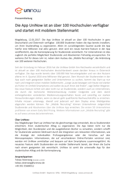 Die App UniNow ist an über 100 Hochschulen