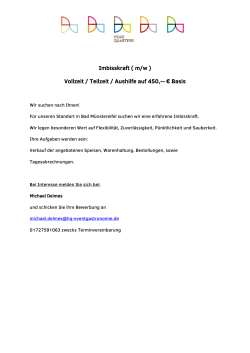 Imbisskraft ( m/w ) Vollzeit / Teilzeit / Aushilfe auf 450,-