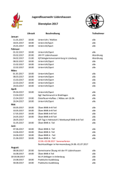 Jugendfeuerwehr L&uuml;dershausen Dienstplan 2017