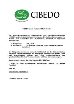 CIBEDO sucht student. Mitarbeiter/in Die Christlich