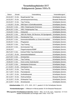 Veranstaltungsplan 2017 - Schützenverein