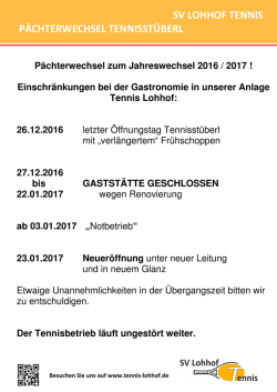 Infos zum P&auml;chterwechsel und die Einschr&auml;nkungen in der