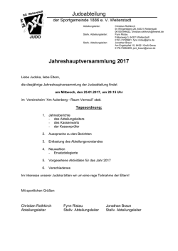 Judoabteilung Jahreshauptversammlung 2017