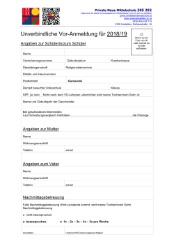 Voranmeldung 2018/19 - Private Mittelschule Amstetten