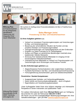 Sales Manager - Wirkung Plus GmbH