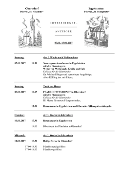 Gottesdienste vom 07.01.-15.01.2017