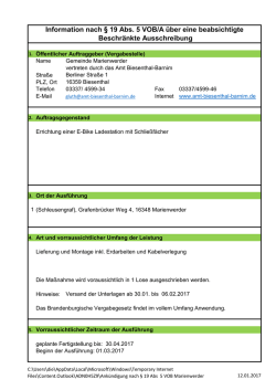 Information nach &sect; 19 Abs. 5 VOB/A &uuml;ber eine beabsichtigte