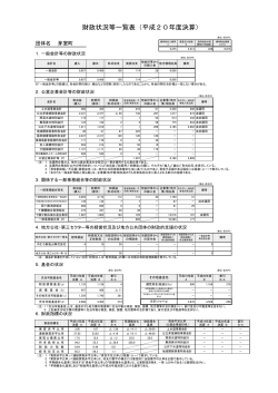 財政状況等一覧表（平成20年度決算）