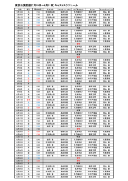 東京公演前期（7月19日～8月31日）キャストスケジュール