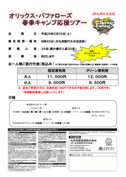 行程 9，500円 9，000円 12，000円 11，000円 指定席