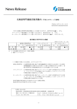 北海道専門量販店販売動向（平成28年11月速報）（PDF形式/150KB）