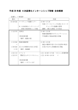 平成 28 年度 6次産業化インターンシップ研修 全体概要