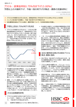 ブラジル：政策  利を0.75％引き下げ13.00％に