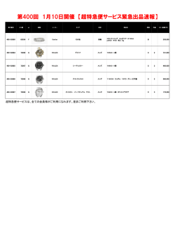 第400回 1月10日開催 【超特急便サービス緊急出品速報】