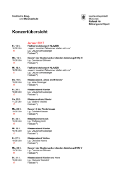 Konzertübersicht Januar bis Juli 2017