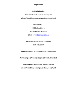 Impressum SANARA Institut Verein f&uuml;r Forschung, Entwicklung und