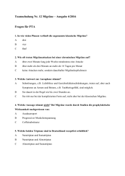 Teamschulung Nr. 12 Migräne – Ausgabe 4/2016 Fragen für PTA