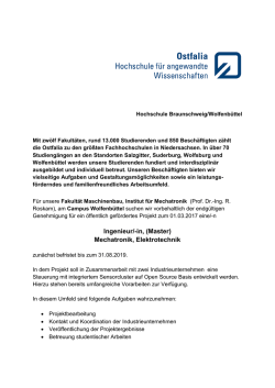 Ingenieur/-in, (Master) Mechatronik, Elektrotechnik