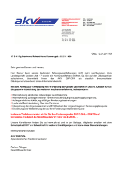 Graz, 19.01.2017/DI 17 S 4/17g Insolvenz Robert
