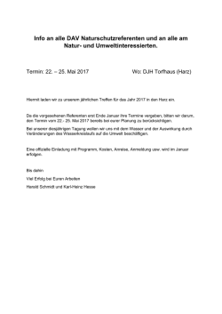 Info an alle DAV Naturschutzreferenten und an alle am Natur