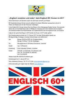 „Englisch verstehen und reden“ dank Englisch 60+ Kursen im 2017