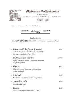 Gruppenkarte ab 30 per. - Restaurant Boehmerwald in Hameln