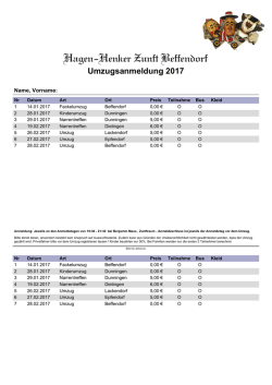 Umzugsanmeldung 2017 - Hagen Henker Zunft Beffendorf