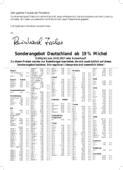 Sonderangebot Deutschland ab 19 % Michel Gültig bis zum 15.01