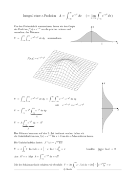 Integral einer e-Funktion A = &int; dx (= lim &int; u dx) [ -