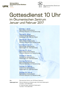Gottesdienste Januar und Februar