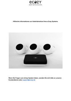 Hilfreiche Informationen zur Inbetriebnahme Ihres eCozy Systems