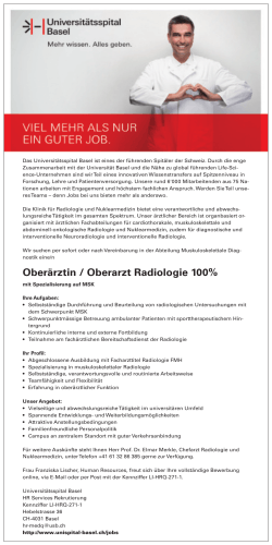 Oberärztin / Oberarzt Radiologie 100%