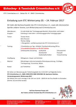 Einladung Wintercamp 2017