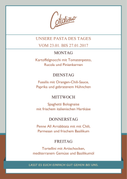 UNSERE PASTA DES TAGES VOM 16.01. BIS 20.01.2017