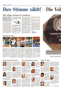 Ihre Stimme z&auml;hlt! &ndash; Die Volksfreund-Sportlerwahl 2016