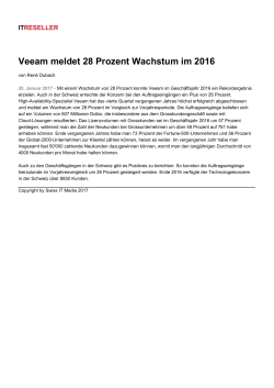 Veeam meldet 28 Prozent Wachstum im 2016