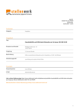 Haushaltshilfe und Hilfe beim Einkaufen am 16