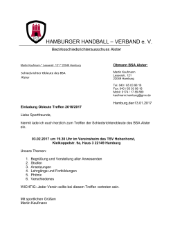 Einladung der Obleute - Hamburger Handball