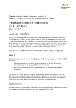 Informationsblatt zur Feldtestung (AHS und BHS)