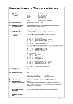 Ausschreibung nach VOB/A - Ausbau Bachgasse