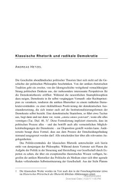 Klassische Rhetorik und radikale Demokratie