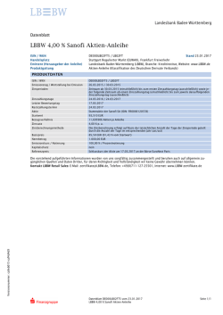LBBW 4,00 % Sanofi Aktien-Anleihe - lbbw