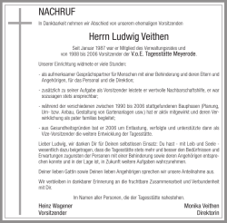 NACHRUF Herrn Ludwig Veithen