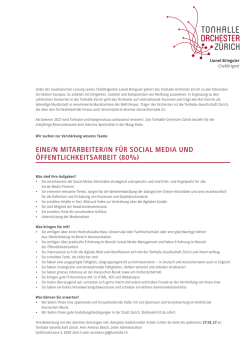 eine/n mitarbeiter/in f&uuml;r social media und &ouml;ffentlichkeitsarbeit (80%)