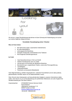 Vorarbeiter Housekeeping (m/w) / Checker