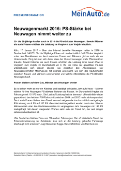 Neuwagenmarkt 2016: PS-Stärke bei Neuwagen